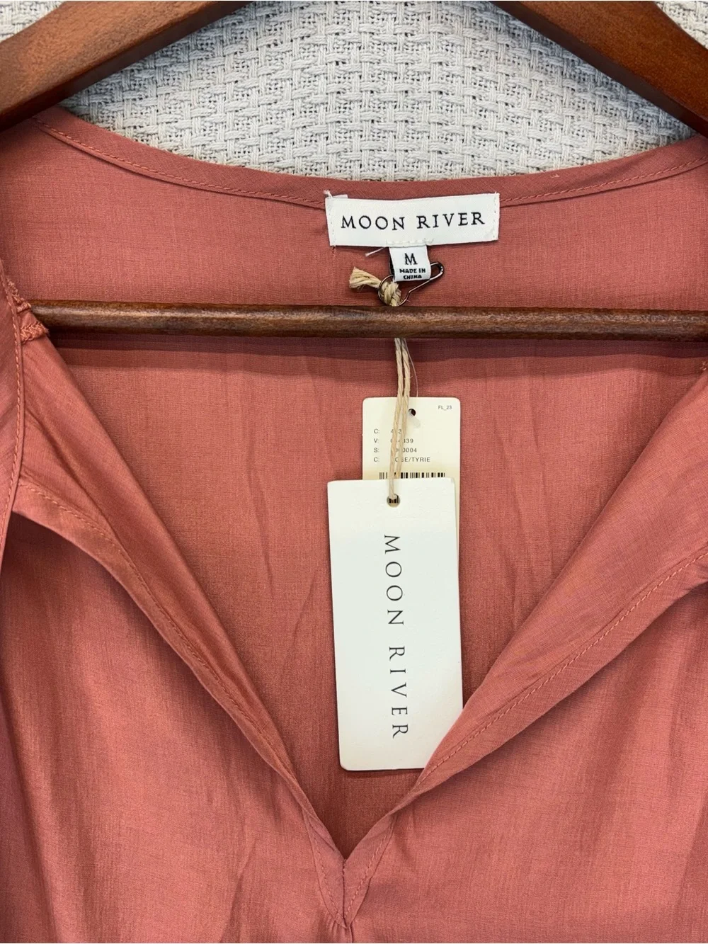 NWT Moon River Anthropologie Pink Mini Tunic Dress Med Boho Bell Sleeve Cottage - Picture 4 of 13